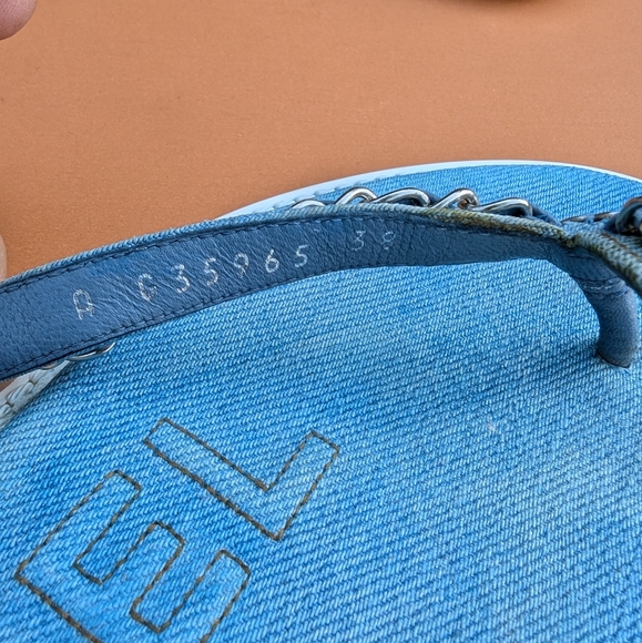 CHANEL CC CHARM DENIM FLIP FLOP WOMEN'S SANDALS - Picture 8 of 13